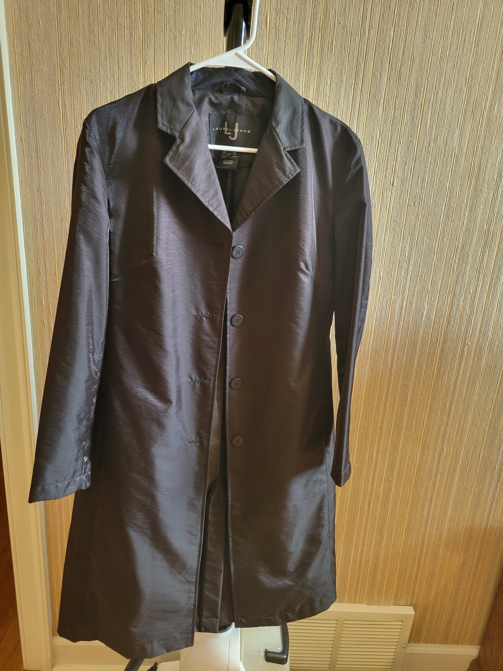 Black Single-Breasted Women's Trench Coat by Laurel Jeans Size 36 Made In Italy